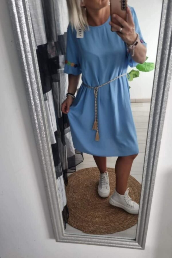 Robe "Flowers" Oversize bleu ciel