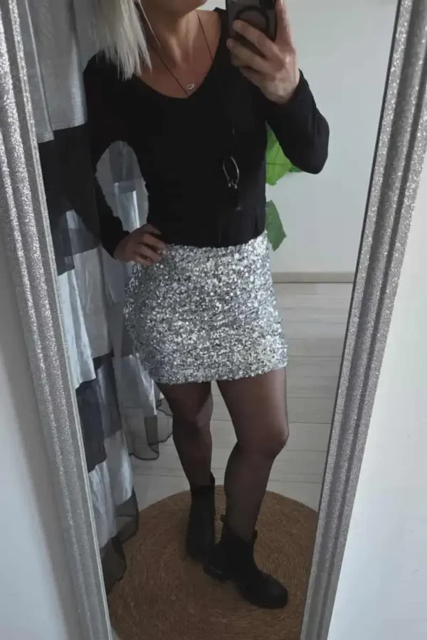 Jupe "sequin" Emy argenté