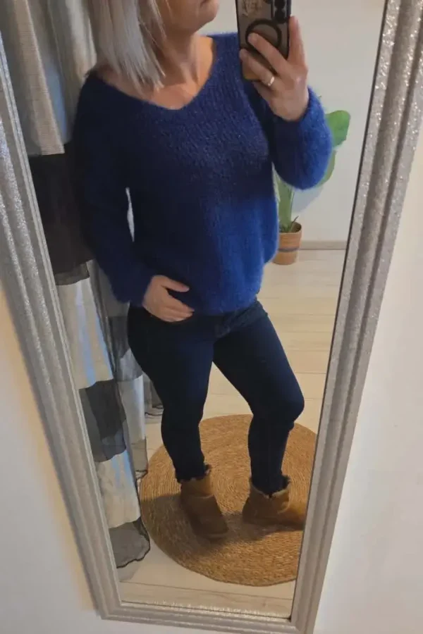 Pull "mohair" bleu