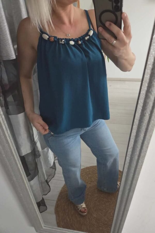 Top "Vaïana" bleu pétrole