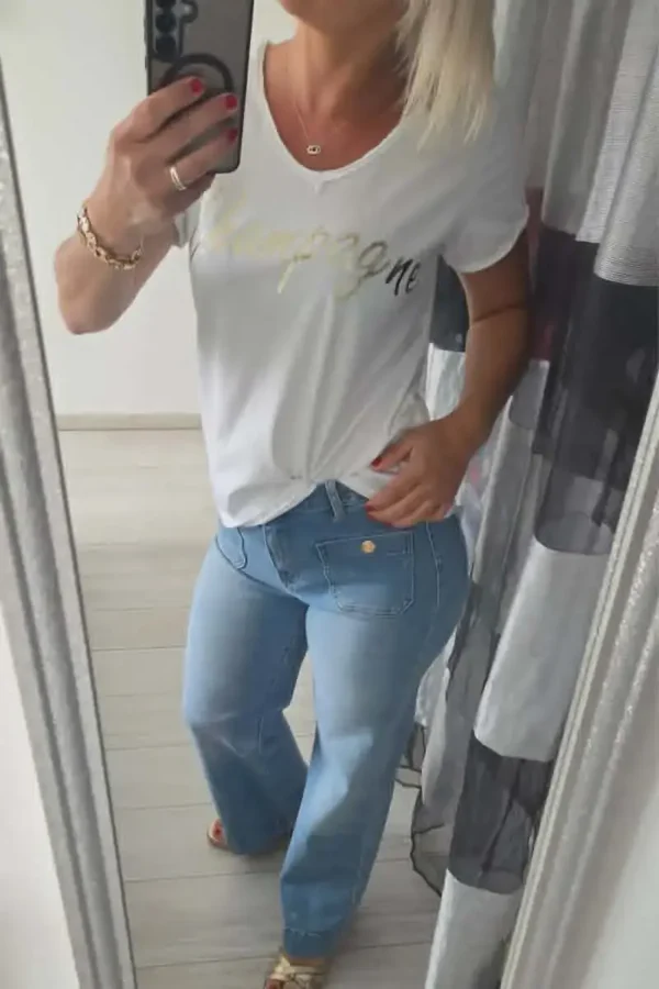 T-shirt "champagne" blanc