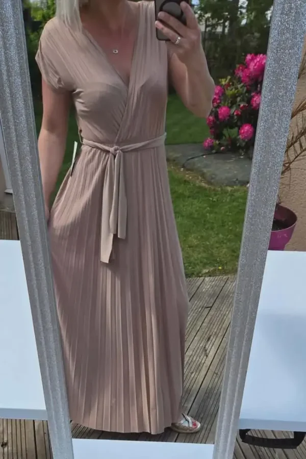 Robe longue plissé "Beige"