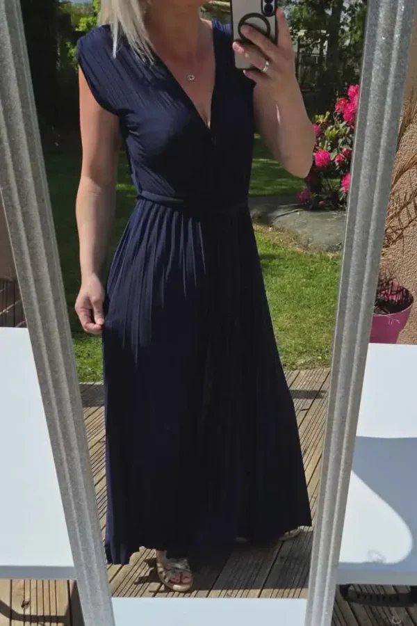 Robe longue plissé "Marine"