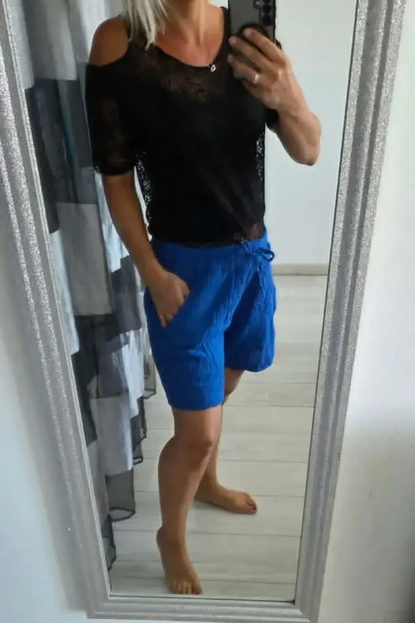 Short en Gaze de coton "Bleu Royal"