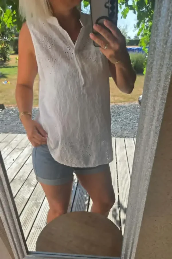 Top Broderie " blanc"