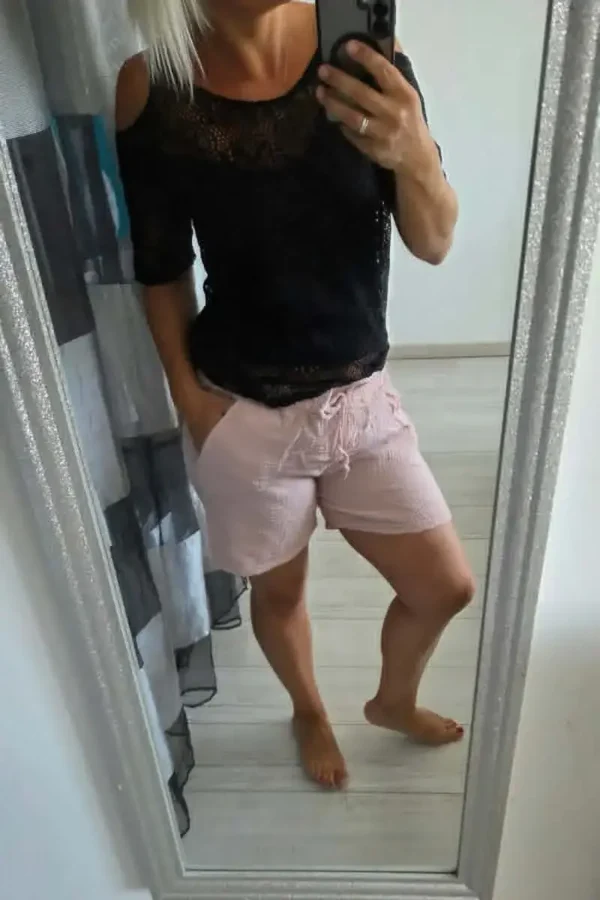 Short en Gaze de coton "Rose pâle"
