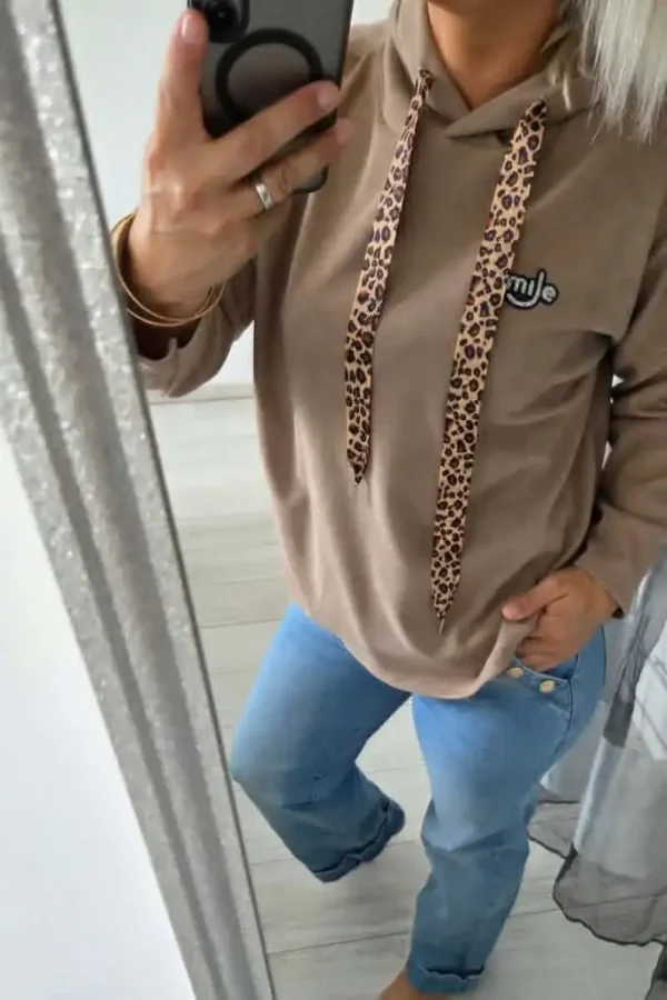 Sweat à capuche "smile" Camel