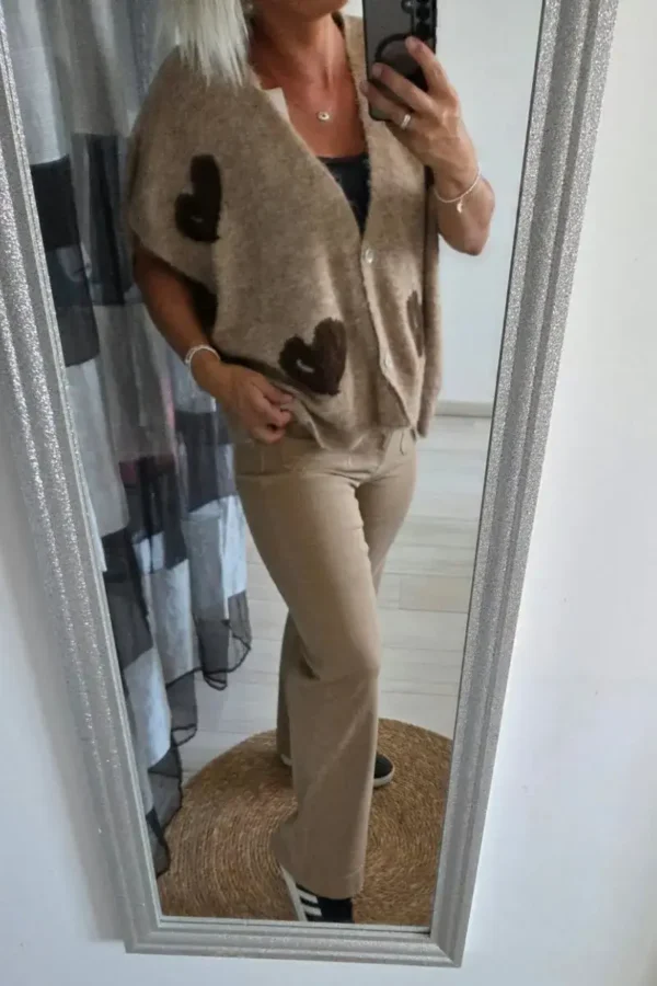 Gilet ample en maille "Motifs cœurs"